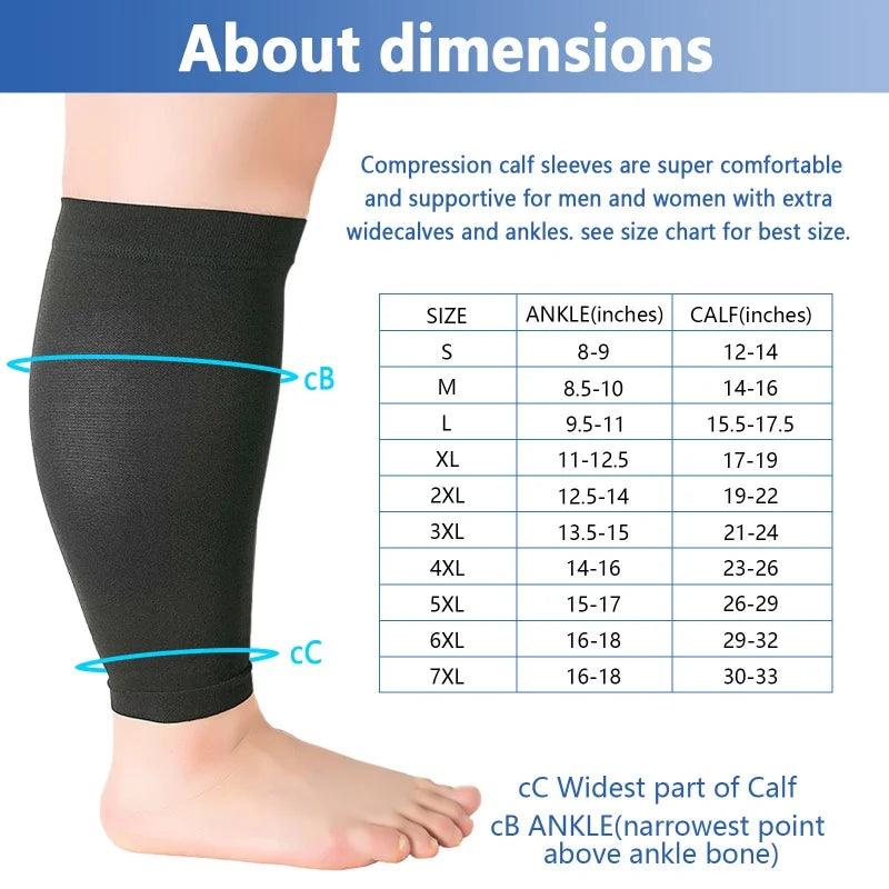 S-7XL Running Athletics Compression Sleeves Leg Calf Men Women Footless Stockings Varicose Veins Socks