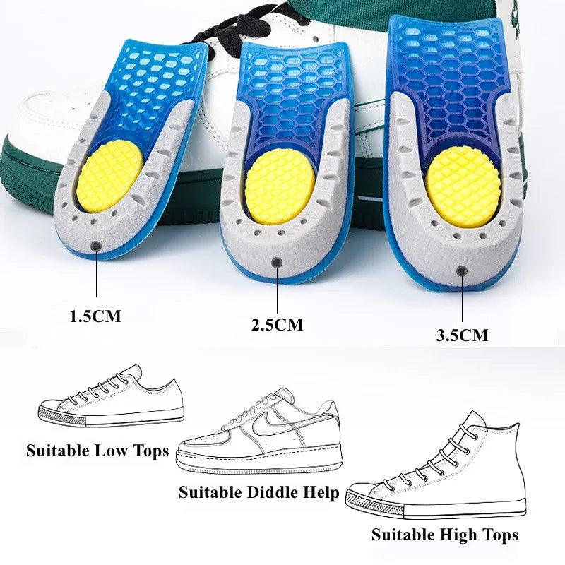 Silicone Heightening Increase Insole Inner Height Templates Half Cushion Soft Elastic Arch Support Orthopedic Insoles Men Women