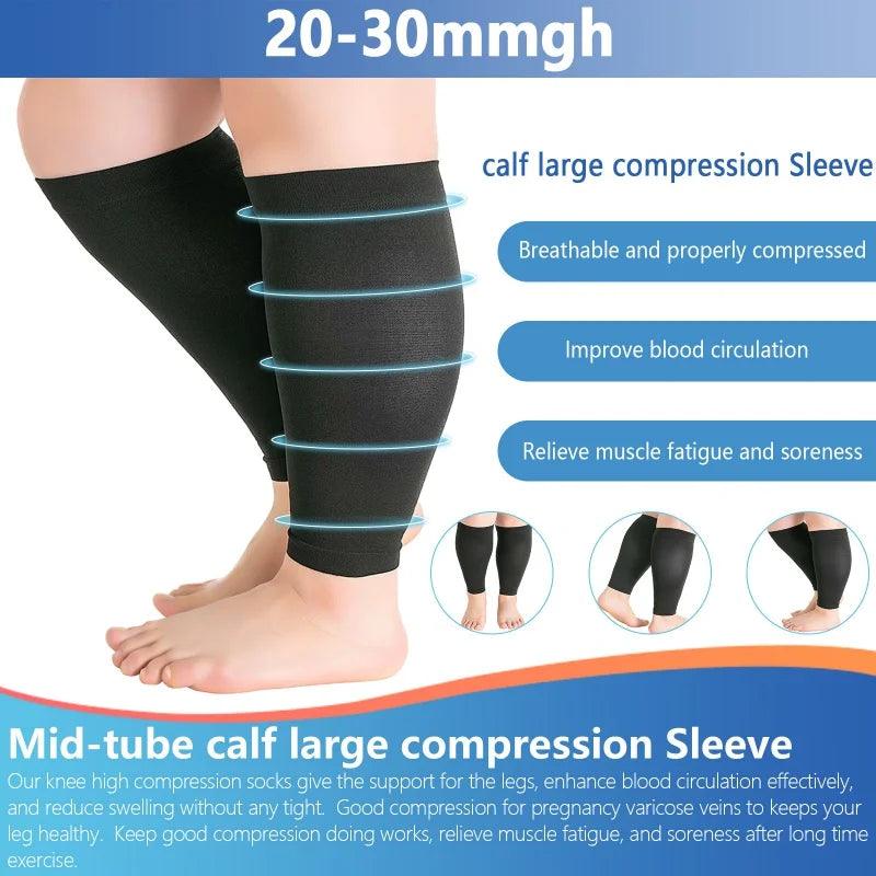 S-7XL Running Athletics Compression Sleeves Leg Calf Men Women Footless Stockings Varicose Veins Socks