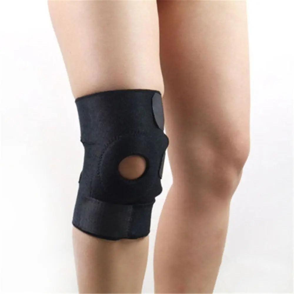 Black Knee Patella Support Brace Adjustable Sleeve Wrap Cap Stabilizer Sports Wrap Brace Hiking Sports Breathable Knee Protector