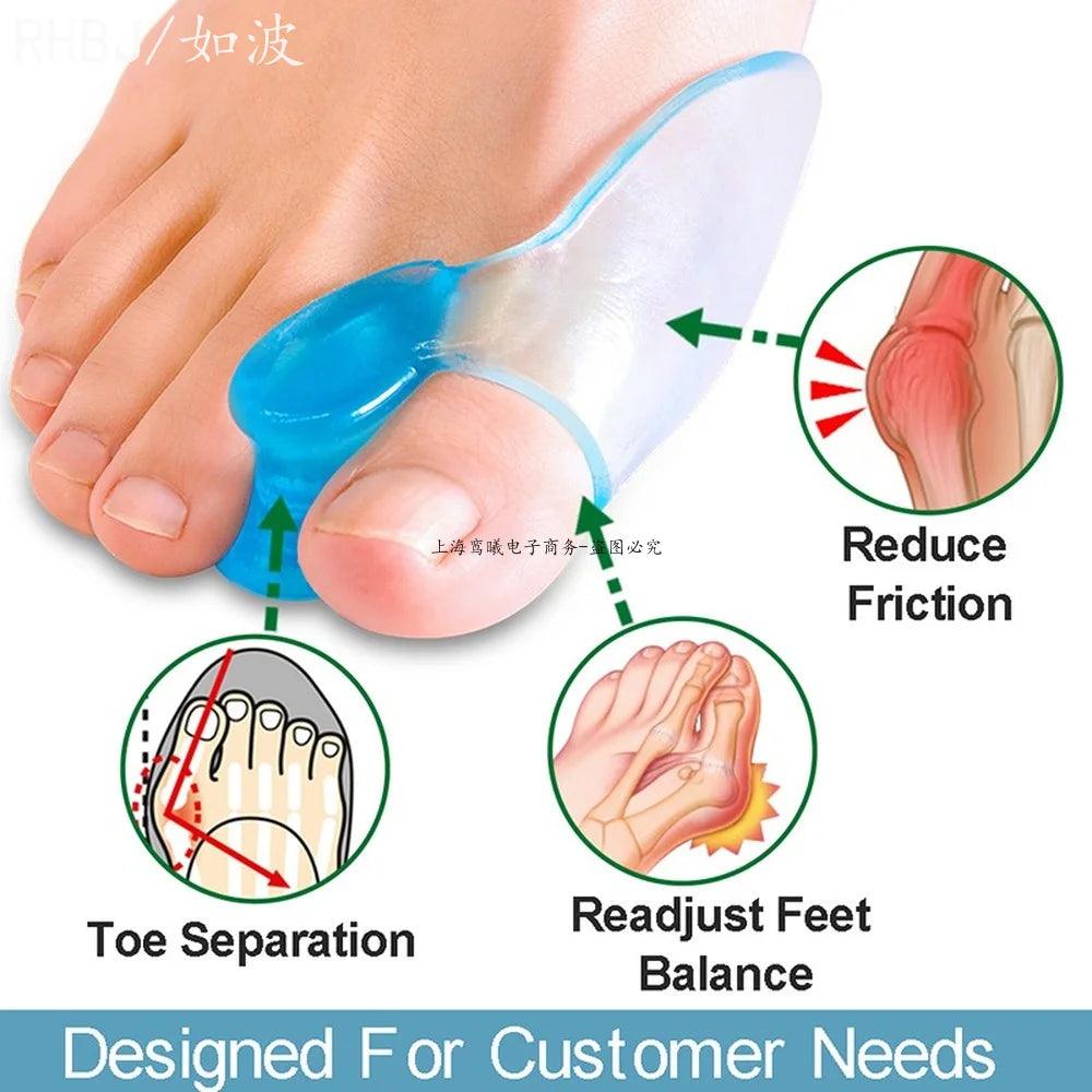 Silicone Gel 2pcs Thumb Corrector Bunion Little Toe Protector Separator Hallux Valgus Finger Straightener Foot Care Relief Pads