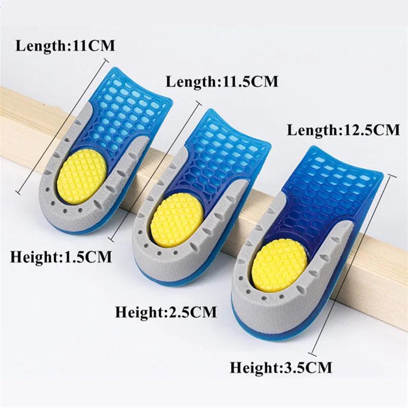 Silicone Heightening Increase Insole Inner Height Templates Half Cushion Soft Elastic Arch Support Orthopedic Insoles Men Women